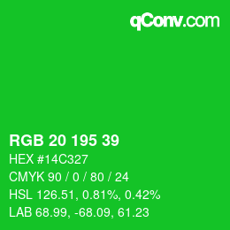 Color code: RGB 20 195 39 | qconv.com