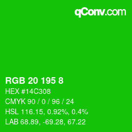 カラーコード: RGB 20 195 8 | qconv.com
