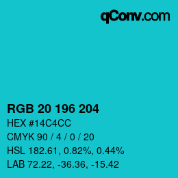 Color code: RGB 20 196 204 | qconv.com