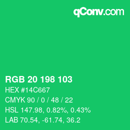 Color code: RGB 20 198 103 | qconv.com