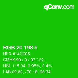 Color code: RGB 20 198 5 | qconv.com