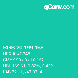 Color code: RGB 20 199 168 | qconv.com