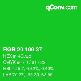 Color code: RGB 20 199 37 | qconv.com