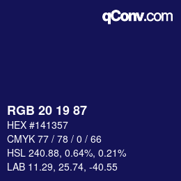 Color code: RGB 20 19 87 | qconv.com