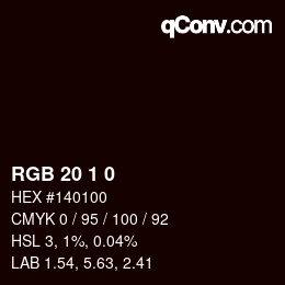Color code: RGB 20 1 0 | qconv.com