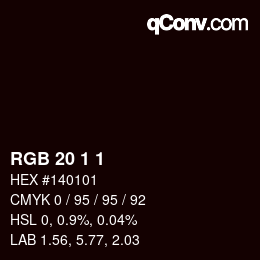 カラーコード: RGB 20 1 1 | qconv.com