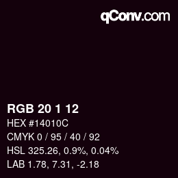 Color code: RGB 20 1 12 | qconv.com
