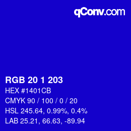 Color code: RGB 20 1 203 | qconv.com