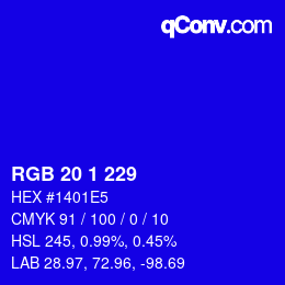 カラーコード: RGB 20 1 229 | qconv.com