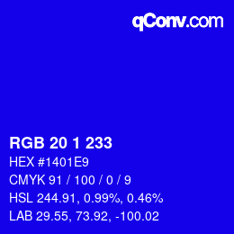 Color code: RGB 20 1 233 | qconv.com