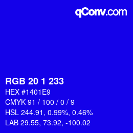 カラーコード: RGB 20 1 233 | qconv.com