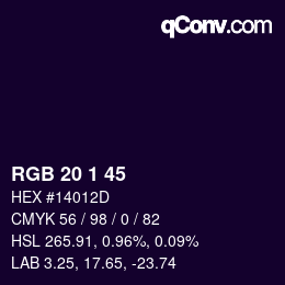 Color code: RGB 20 1 45 | qconv.com