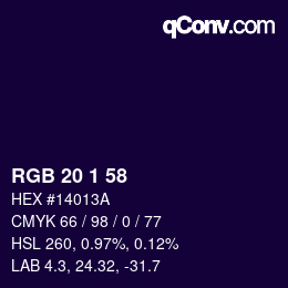 Color code: RGB 20 1 58 | qconv.com