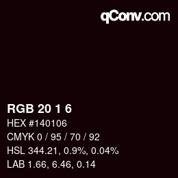 Color code: RGB 20 1 6 | qconv.com