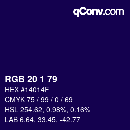 カラーコード: RGB 20 1 79 | qconv.com