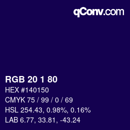 Color code: RGB 20 1 80 | qconv.com