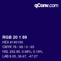 Color code: RGB 20 1 89 | qconv.com