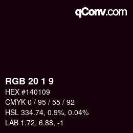 Color code: RGB 20 1 9 | qconv.com