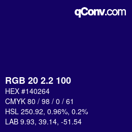 カラーコード: RGB 20 2.2 100 | qconv.com