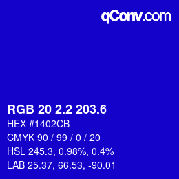 カラーコード: RGB 20 2.2 203.6 | qconv.com