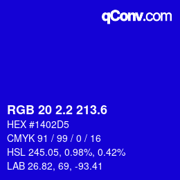 カラーコード: RGB 20 2.2 213.6 | qconv.com