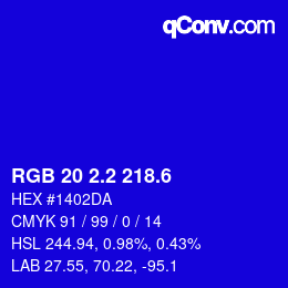 カラーコード: RGB 20 2.2 218.6 | qconv.com