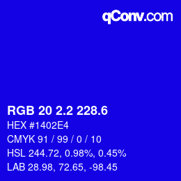 カラーコード: RGB 20 2.2 228.6 | qconv.com