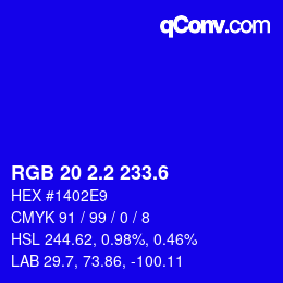 カラーコード: RGB 20 2.2 233.6 | qconv.com
