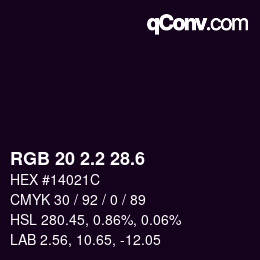 カラーコード: RGB 20 2.2 28.6 | qconv.com