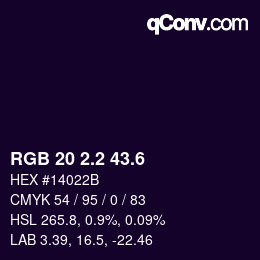 カラーコード: RGB 20 2.2 43.6 | qconv.com