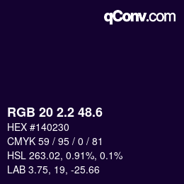 カラーコード: RGB 20 2.2 48.6 | qconv.com