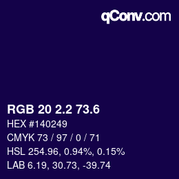 カラーコード: RGB 20 2.2 73.6 | qconv.com
