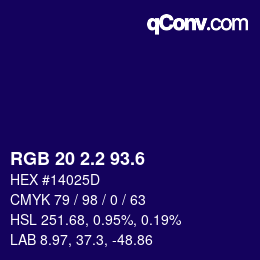 カラーコード: RGB 20 2.2 93.6 | qconv.com