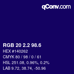 カラーコード: RGB 20 2.2 98.6 | qconv.com