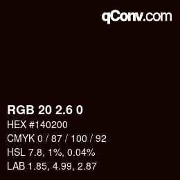 カラーコード: RGB 20 2.6 0 | qconv.com