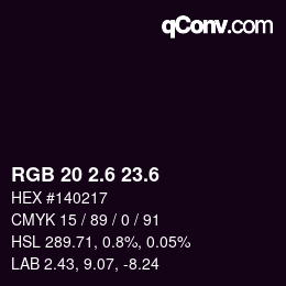 カラーコード: RGB 20 2.6 23.6 | qconv.com
