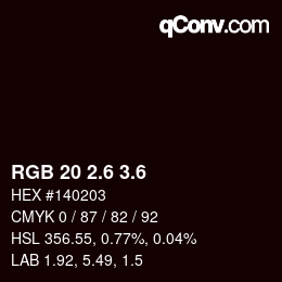 カラーコード: RGB 20 2.6 3.6 | qconv.com