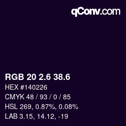 カラーコード: RGB 20 2.6 38.6 | qconv.com