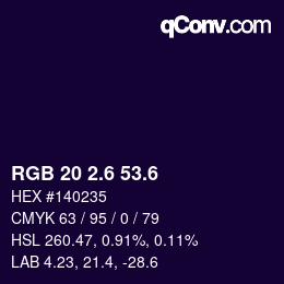 カラーコード: RGB 20 2.6 53.6 | qconv.com