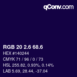 カラーコード: RGB 20 2.6 68.6 | qconv.com