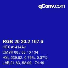 カラーコード: RGB 20 20.2 167.6 | qconv.com