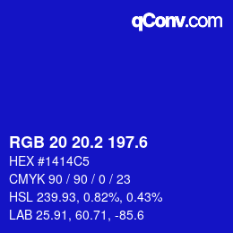 カラーコード: RGB 20 20.2 197.6 | qconv.com