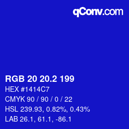 カラーコード: RGB 20 20.2 199 | qconv.com