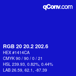 カラーコード: RGB 20 20.2 202.6 | qconv.com