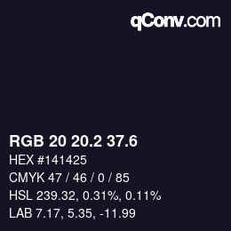 カラーコード: RGB 20 20.2 37.6 | qconv.com