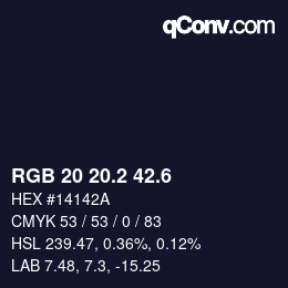 カラーコード: RGB 20 20.2 42.6 | qconv.com