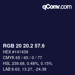 カラーコード: RGB 20 20.2 57.6 | qconv.com