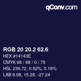 カラーコード: RGB 20 20.2 62.6 | qconv.com