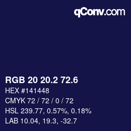 カラーコード: RGB 20 20.2 72.6 | qconv.com