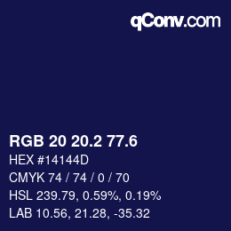 カラーコード: RGB 20 20.2 77.6 | qconv.com
